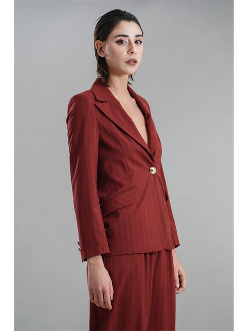 Giacca gessata Manuela Riva | GC08/904COGNAC